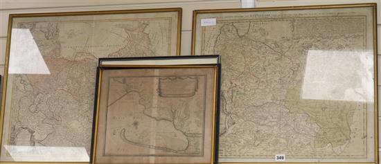 IOH MATTHIAE HASII map of Siberia, 1739 and Tobia Majero map Ducatus Litvaniae 1749 and 3 other maps 46 x 27.5cm